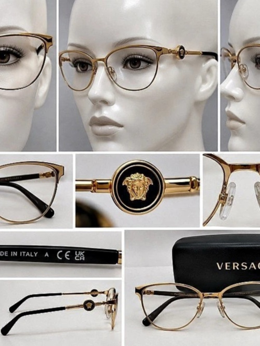 Versace VE1274 1002 Gold Eyeglasses & Black Eyeglasses